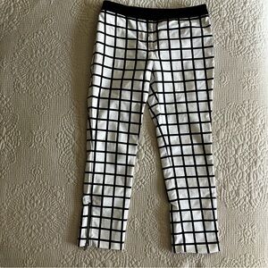 Chicos Black Label windowpane white/black straight pant w/zipper ankle